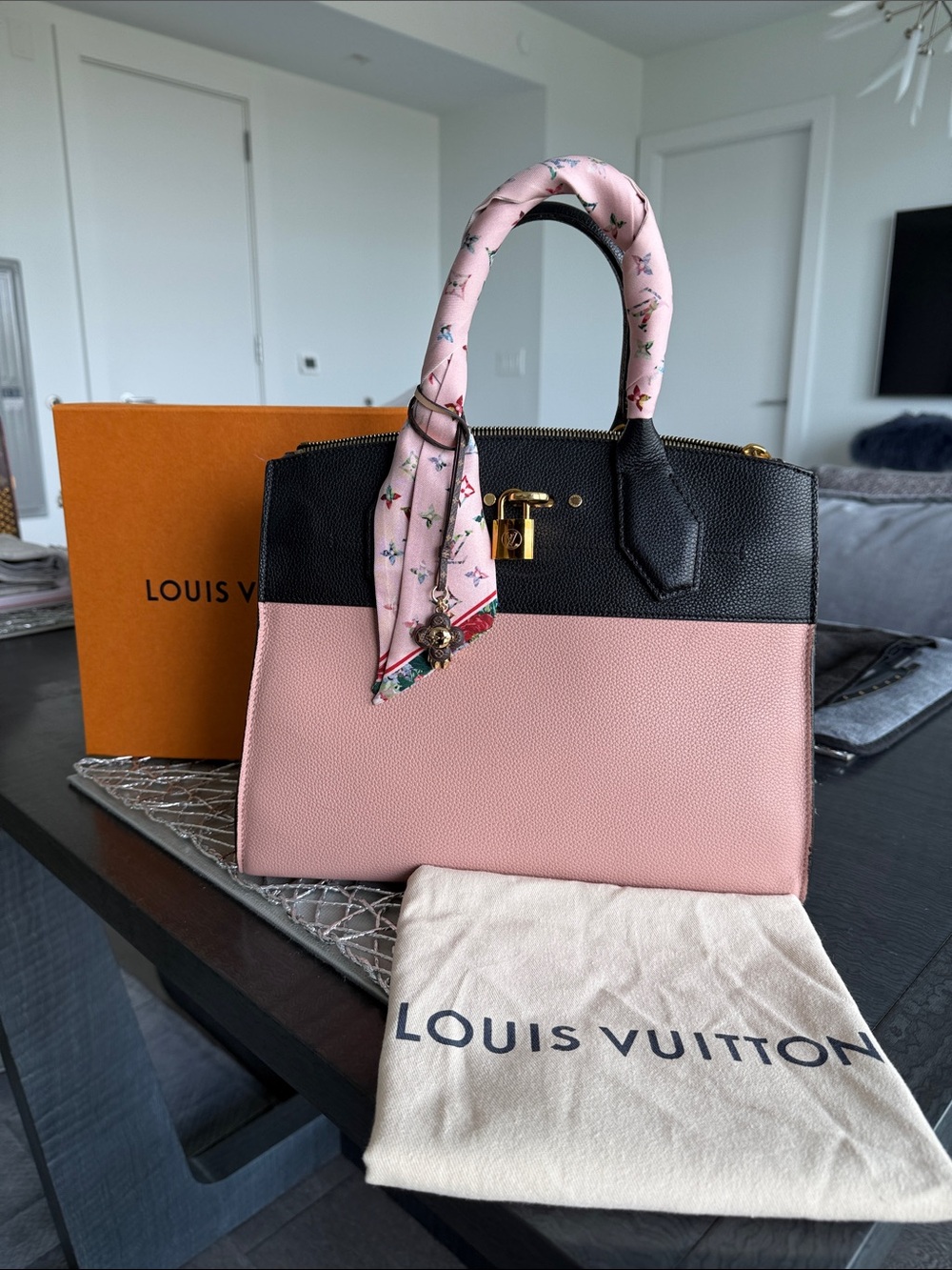 Louis Vuitton Pink and Black Top-Handle Satchel